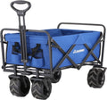 Heavy Duty 350 Lbs Capacity Collapsible Wagon, Outdoor Folding Camping Wagons, Grocery Portable Utility Cart, Adjustable Rolling Carts, All Terrain Sports Wagon with Big Wheels by Boahaus