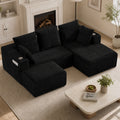 95''modular combination sofa with L-shaped lounge chair, Four seater boneless design with footrest