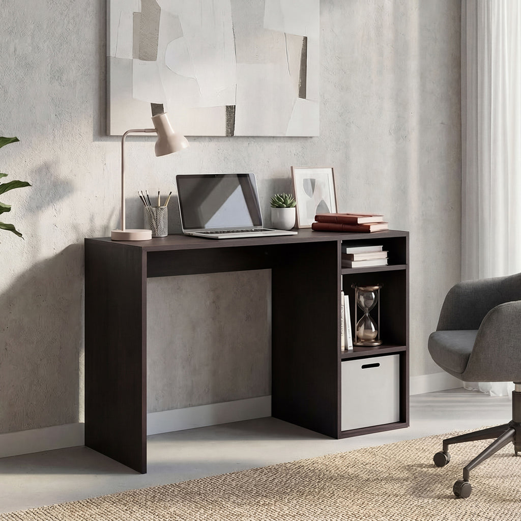 Computer Desk with 3 Shelves and 1 Basket - Black Wengue