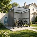 6x6FT Outdoor Pergola with Hardtop Roof, Lean-to Metal Grill Gazebo & Bike Storage Shed, Heavy Duty Patio Awning Shelter for Backyard, Deck, Lawn, BBQ & Pets