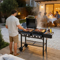 All-in-One Propane Gas Grill with Grilling & Griddling Functions, 745 Sq.Inch Cooking Space, 5 Burners, 56000 BTU Propane Grill,  Heavy-Duty Stand for Backyard Barbecue & Outdoor Cooking