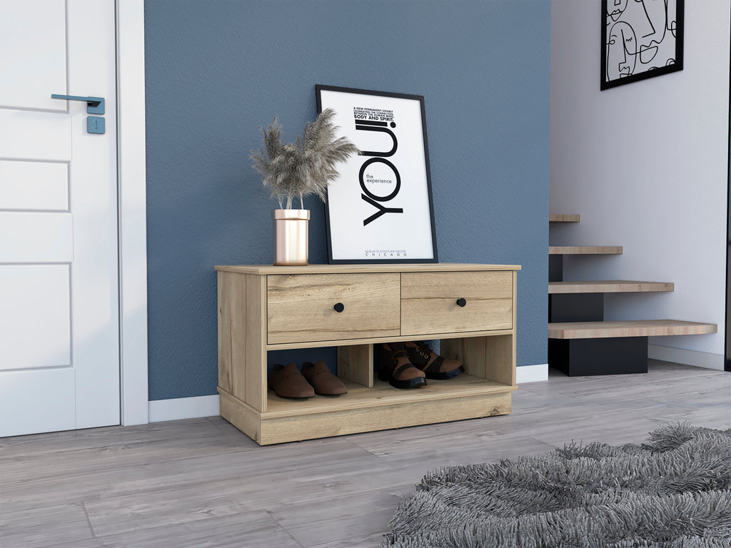 Tulip Storage Bench, Two Drawers, Two Shelves