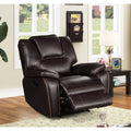 Dark Brown Breathable Air Leather Manual Recliner with USB, Plush Pillow Top Upholstered Armchair