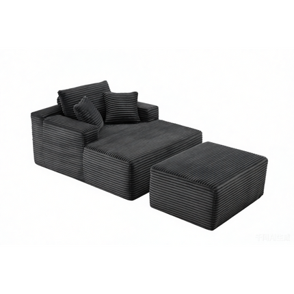 47'Extra-Large Corduroy Recliner Sofa, Upholstered Sofa Bed Indoor with Ottoman for Living Room