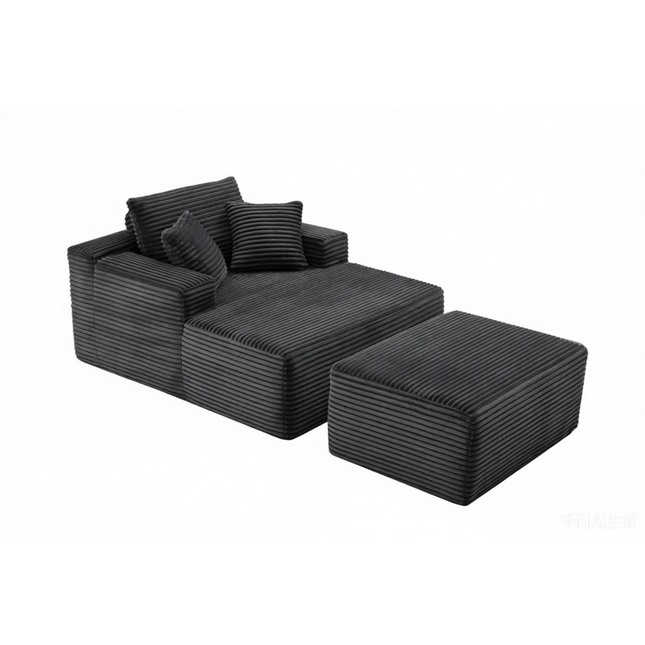 47'Extra-Large Corduroy Recliner Sofa, Upholstered Sofa Bed Indoor with Ottoman for Living Room