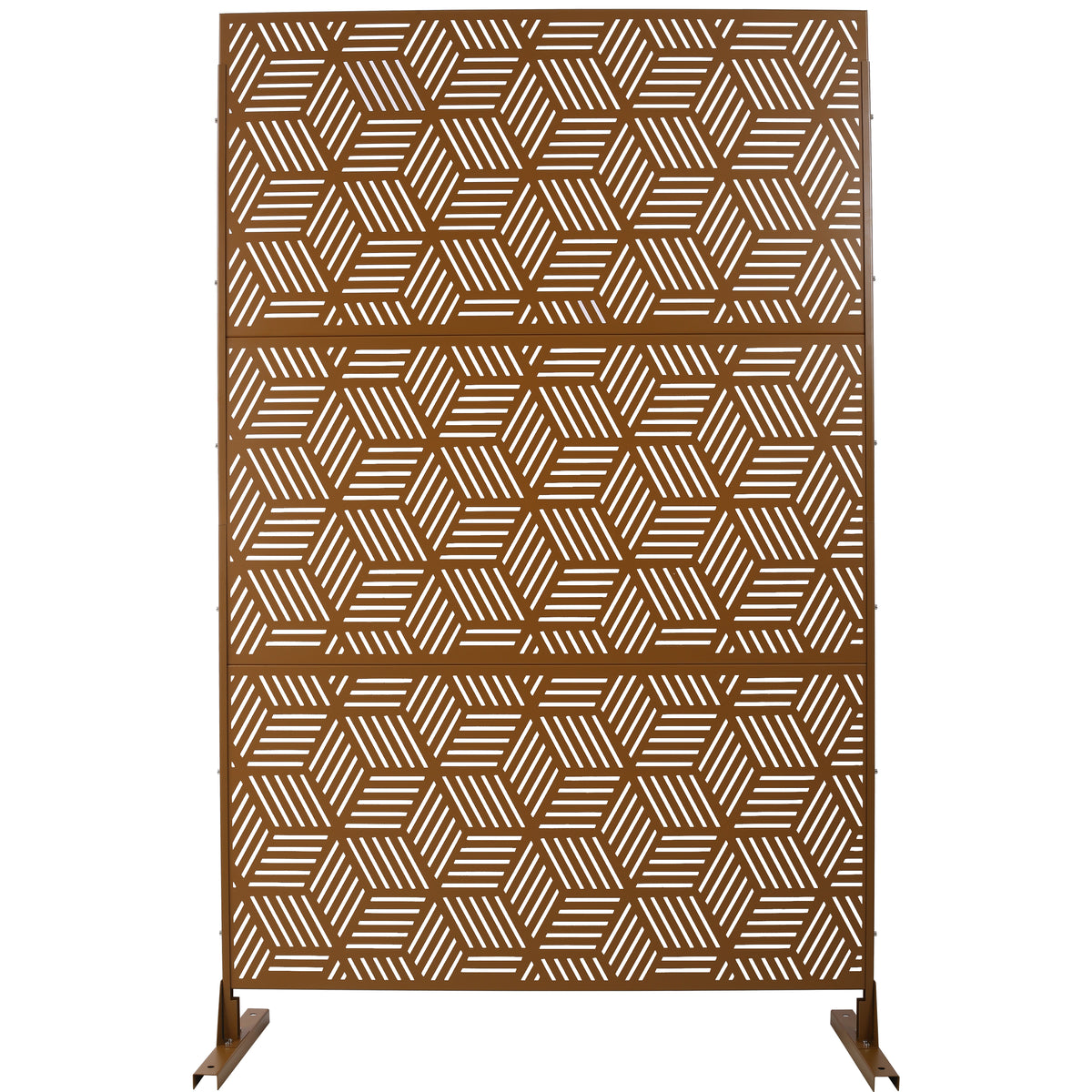 Outdoor & Indoor Privacy Screen Metal Privacy Screen 76' H×48' W, Freestanding Decorative Privacy Screen for Deck Balcony Patio, Privacy Fence Panels for Outside Lawn Garden PS116 BROWN