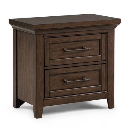 1pc Contemporary Rich Wood Finish Two Drawers Nightstand Wooden Bedroom Furniture Metal Pull Brown