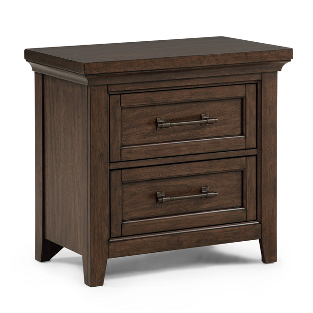 1pc Contemporary Rich Wood Finish Two Drawers Nightstand Wooden Bedroom Furniture Metal Pull Brown