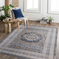 LOOM & LUXE Collection 8X10 Blue/Ivory /Medallion Non-Shedding Living Room Bedroom Dining Home Office Stylish and Stain Resistant Area Rug