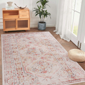 MAVAL Beige Washable Rug 8x10 Area Rug (Beige, 8' x 10') Modern, Contemporary, Non-Shedding & Easy to Clean, Ideal for Living Room, Bedroom, Dining Space, 120*96 inch