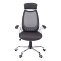 Contemporary Office Chair with Adjustable Height, Swivel, Ergonomic Design, Grey Mesh Fabric, Chrome Metal Base, Modern Work Desk Chair
