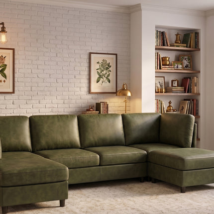 Faux Leather Fabric Upholstered Modular Sectional