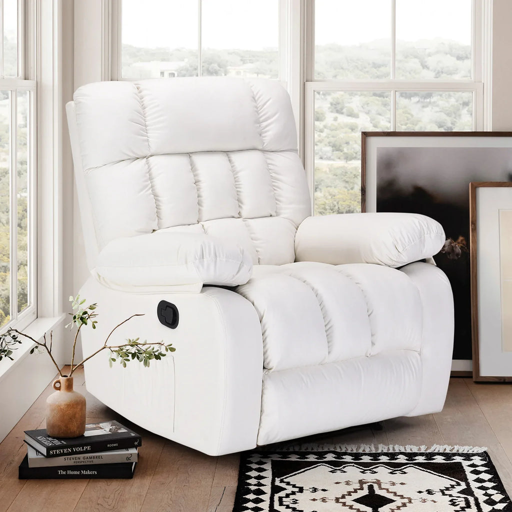 Recliner Chair, Upholstered Rocker Recliner Chair with Side Pocket, Ergonomic 110°-160° Adjustable Reclining Chairs for Adults, Single Sofa Chair with Footrest,Recliner Sofa for Living Room - Eloy Royal