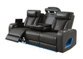 Taddeo Dark Gray Synthetic Leather Power Motion Sofa w/Power Headrest, USB, Wireless Charger, LED & Reading Light