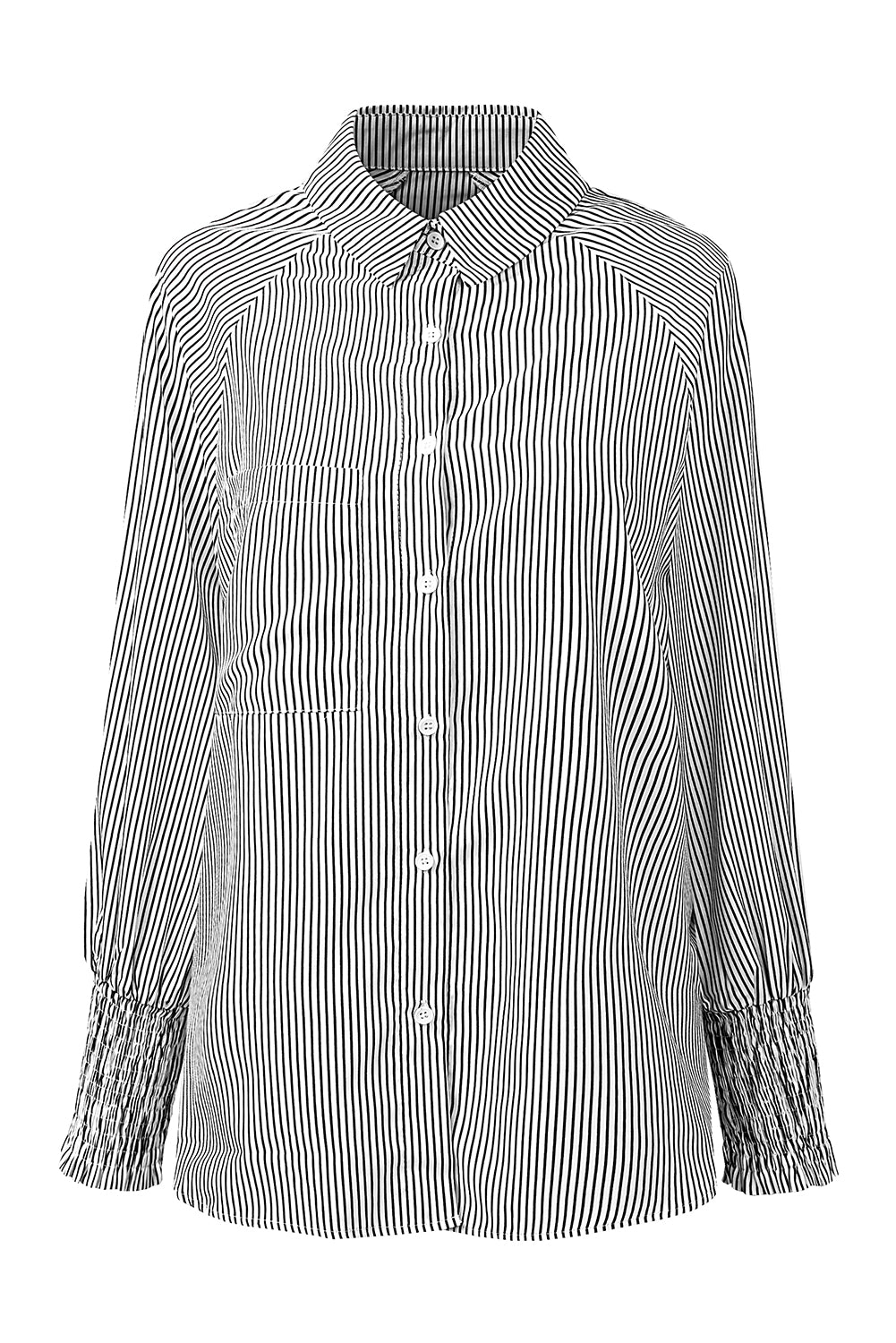 Light Blue Striped Casual Shirred Cuffs Shirt - Eloy Royal