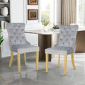 Rubberwood velvet ergonomic chairs, set of 2,GREY