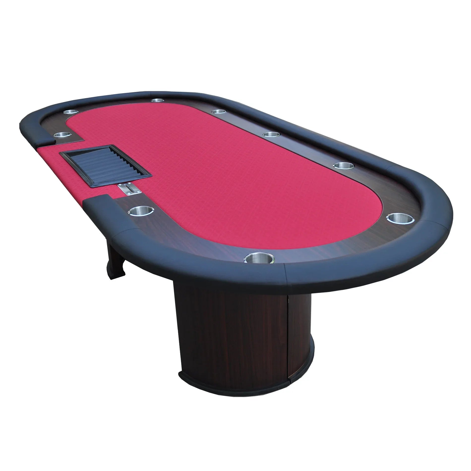 96' Poker Table Model 16367 Red with U Shape Legs, Drox Box, Chips Tray - Eloy Royal