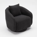 Swivel Accent Chair, Barrel Armchair with Back Pillow & Wood Frame for Living Room, Bedroom, Office