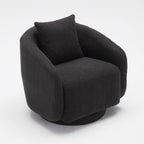 Swivel Accent Chair, Barrel Armchair with Back Pillow & Wood Frame for Living Room, Bedroom, Office