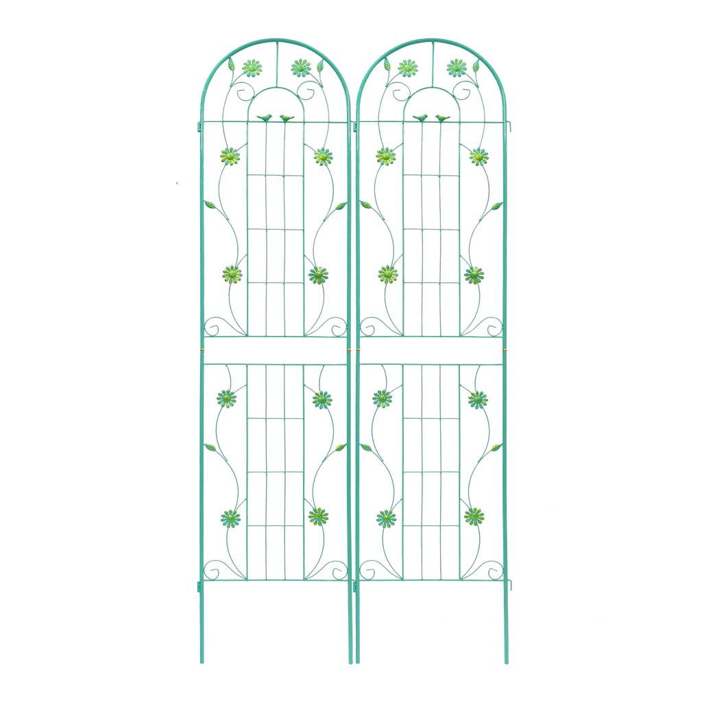 2 Pack Metal Garden Trellis 86.7' x 19.7' Rustproof Trellis for Climbing Plants Outdoor Flower Support Green