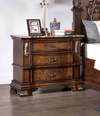 Traditional Style 1pc Nightstand Marble Top Dovetail Drawers Ball Bearing Glide Brown Cherry Finish Bedroom Furniture