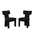 Modern Upholstered Chenille Dining Chair Set of 2 with Rubberwood Legs, Armless Curved Back Accent Chairs in Black/Gray, Chenille Fabric, Solid + Manufactured Wood Frame, 22.05' Wide