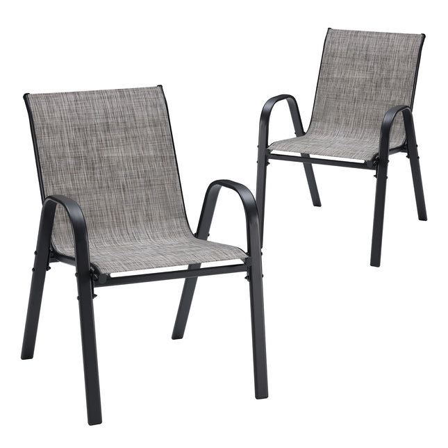 Stackable Outdoor Dining Chairs Set of 2, Textilene Patio Chairs with Powder-Coated Metal Frame, Ideal All Weather Outdoor Armchair for Backyard, Balcony and Poolside