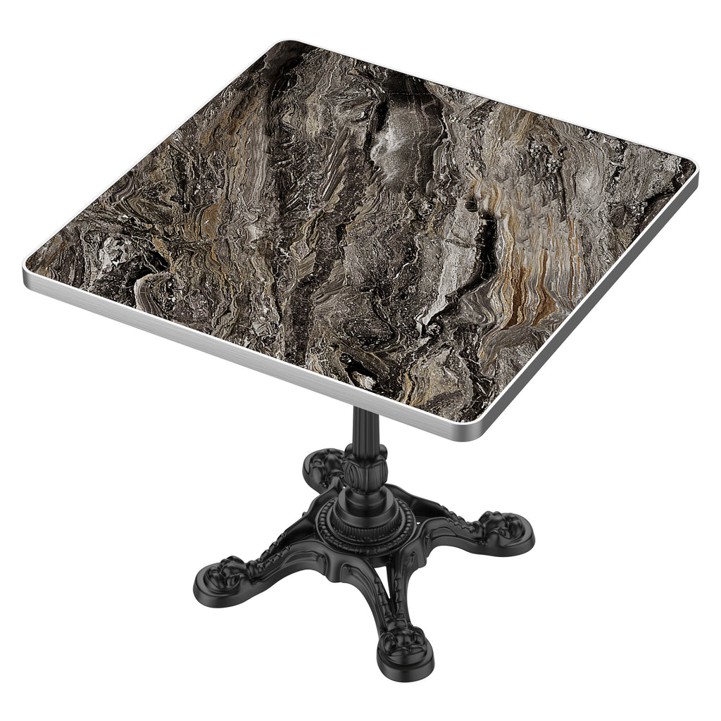 31.5' Square Outdoor Tulip Dining Table, Sintered Stone Tabletop with Luxury Faux Marble Print, Heavy Duty Cast Iron Base, Scratch & Wear Resistant, Waterproof Surface, Ideal for Indoor & Outdoor Use