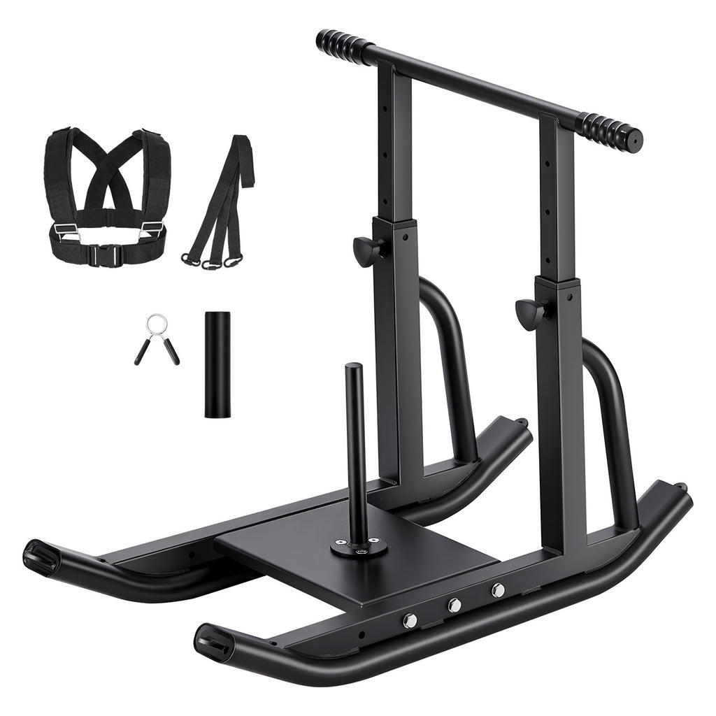Weight Sled, Steel Power Sled, Fitness Training Sleds for Athletic Exercise Speed Improvement, Workout Equipment with Adjustable Height Handle, Compatible with 1/2 in Weight Plates, Black