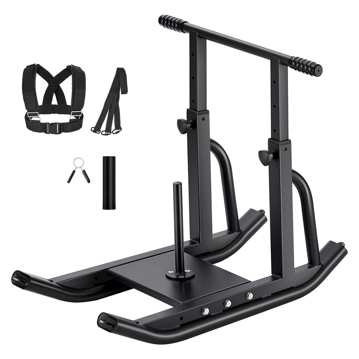 Weight Sled, Steel Power Sled, Fitness Training Sleds for Athletic Exercise Speed Improvement, Workout Equipment with Adjustable Height Handle, Compatible with 1/2 in Weight Plates, Black