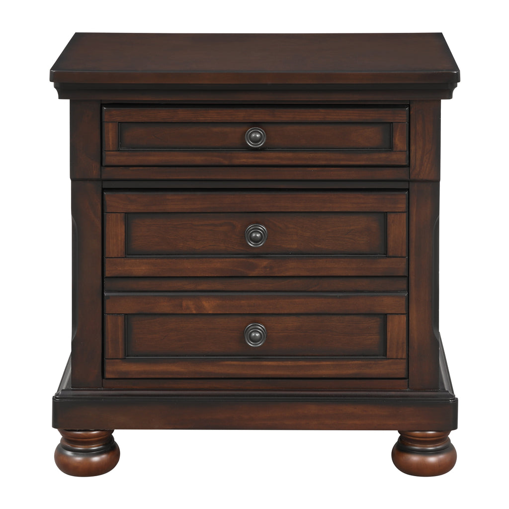 Nightstands Bedroom Wood Veneer Traditional Cherry Set of 2