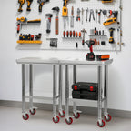 Stainless Steel Table, 24 x 18 Inches Food Prep Worktable with Wheels, Kitchen Prep Table with Adjustable Undershelf Workstations for Commercial Kitchen, Restaurant, Hotel and Garage, Outdoor - Eloy Royal