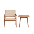 Natural Wood Armchair and Matching Square End Table, 2-Piece Living Room Set