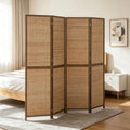 4 Panel 6FT Hand-Woven Bamboo Room Divider, Brown Folding Privacy Partition Screen