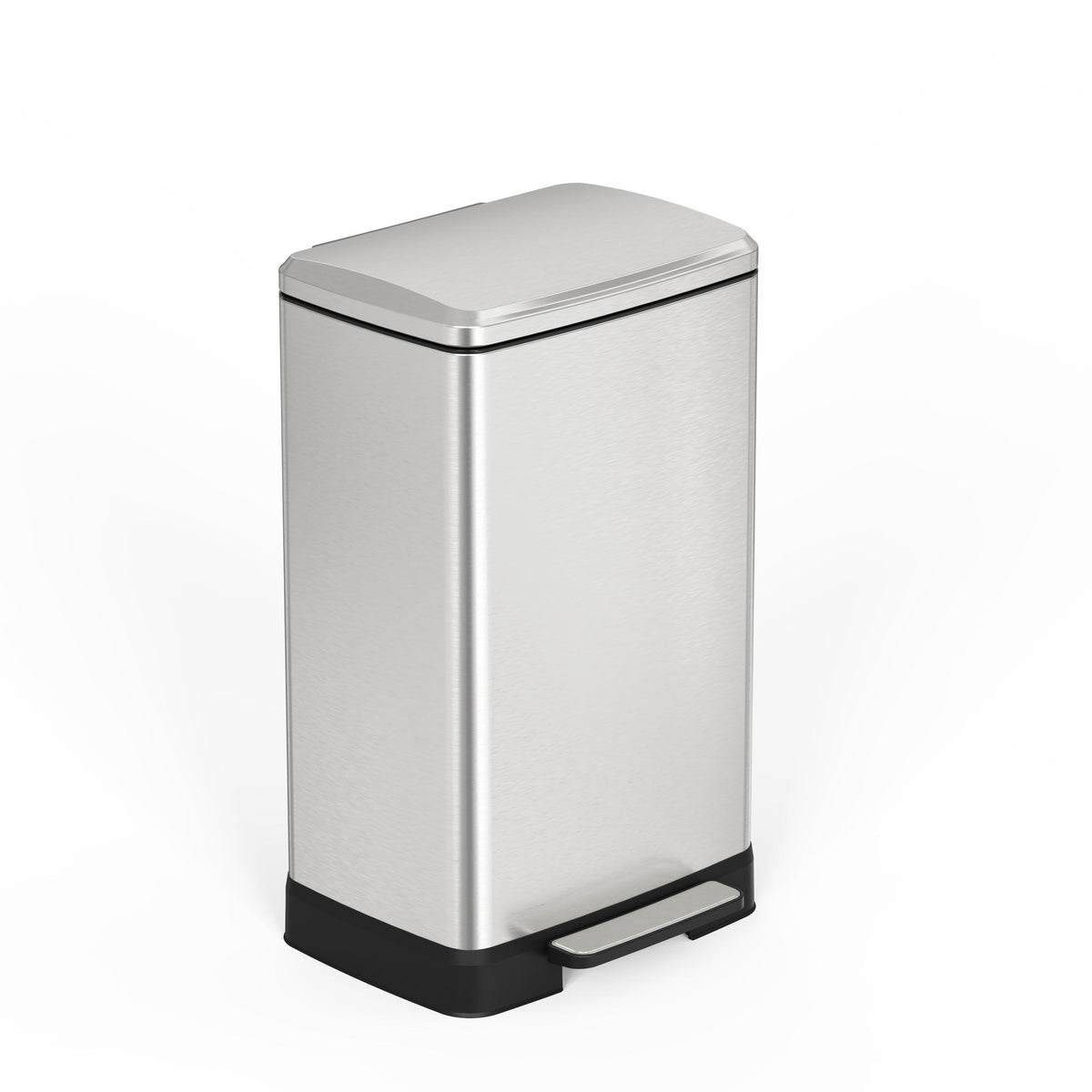 Brushed Nickel 14 Gallons Pedal Trash Can with Soft Close Lid, Removable Inner Bucket & Detachable Wheels, Odor Control Slot for Kitchen Home