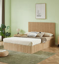 Queen Size Lift Up Storage Bed Frame, Wooden corrugated curved lines, Hydraulic Storage/No Box Spring Needed, Oak.