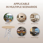 37Inch Round Dining Table, Small Round Kitchen Table With Silver Metal Legs, Suitable For 2 To 4 People, Modern Dining Room Table, Burlywood. - Eloy Royal