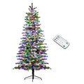 HOMCOM 7.5 ft Pre-Lit Mountain Pine Artificial Christmas Tree, Snow Flocked Christmas Tree, Hinged Xmas Tree with 500 LED Lights and 1264 Branch Tips for Holiday Party Decoration, Green