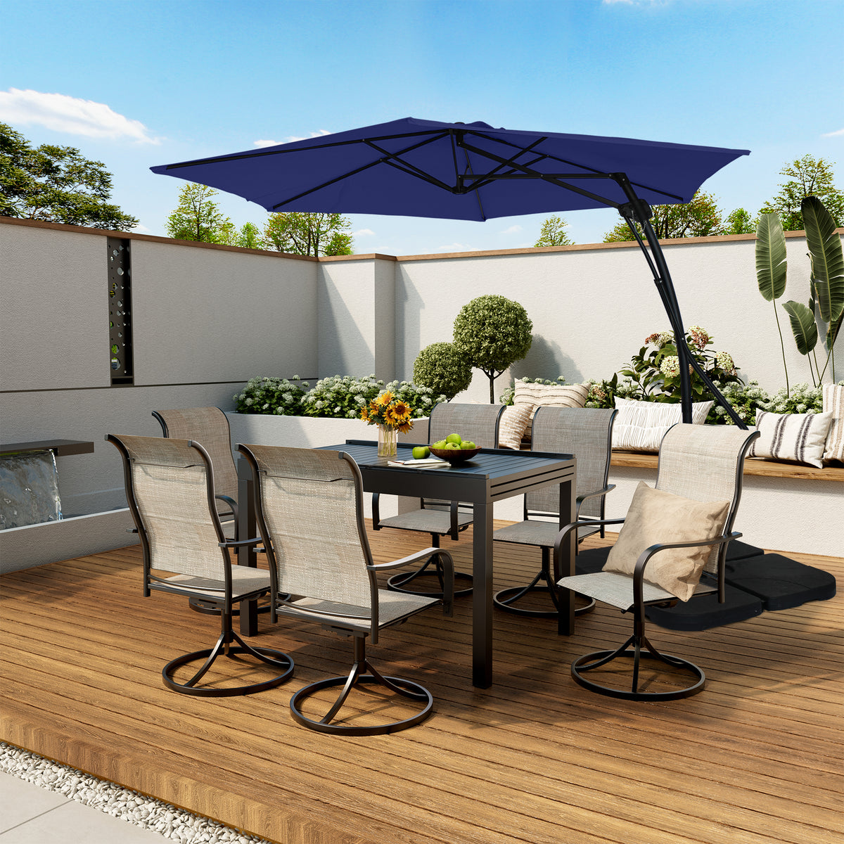 10ft Outdoor Patio Cantilever Umbrella with Stand