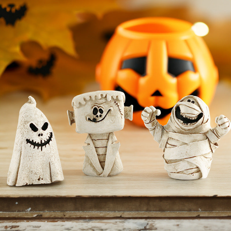 Halloween Cute Pumpkin Ghost Ornaments Scene Desktop Decorations