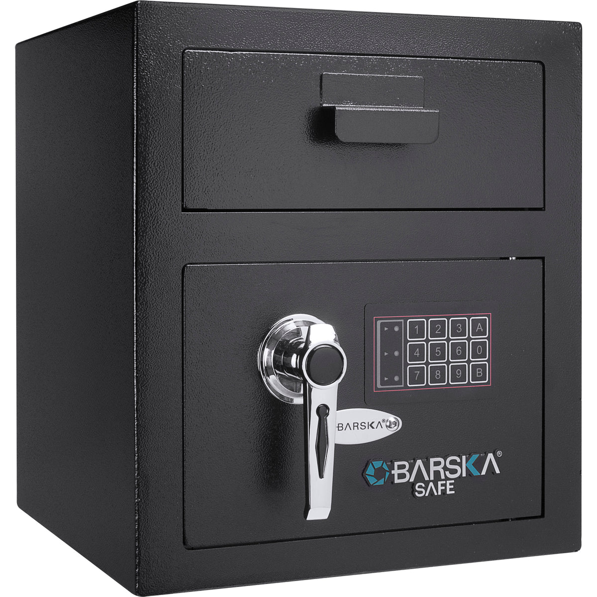 Black Steel Keypad Depository Safe with Dual PIN Codes and Anti-Fishing Baffles, 0.72 Cu Ft