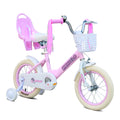 A1202 Kids Bike for Girls 12 14 16 Inch with Training Wheels, Adjustable Seat, Front Basket, Doll Seat & Colorful Streamers, Toddler Bicycle for 2-7 Years Old, Pink Kids' Bikes for Birthday Gift