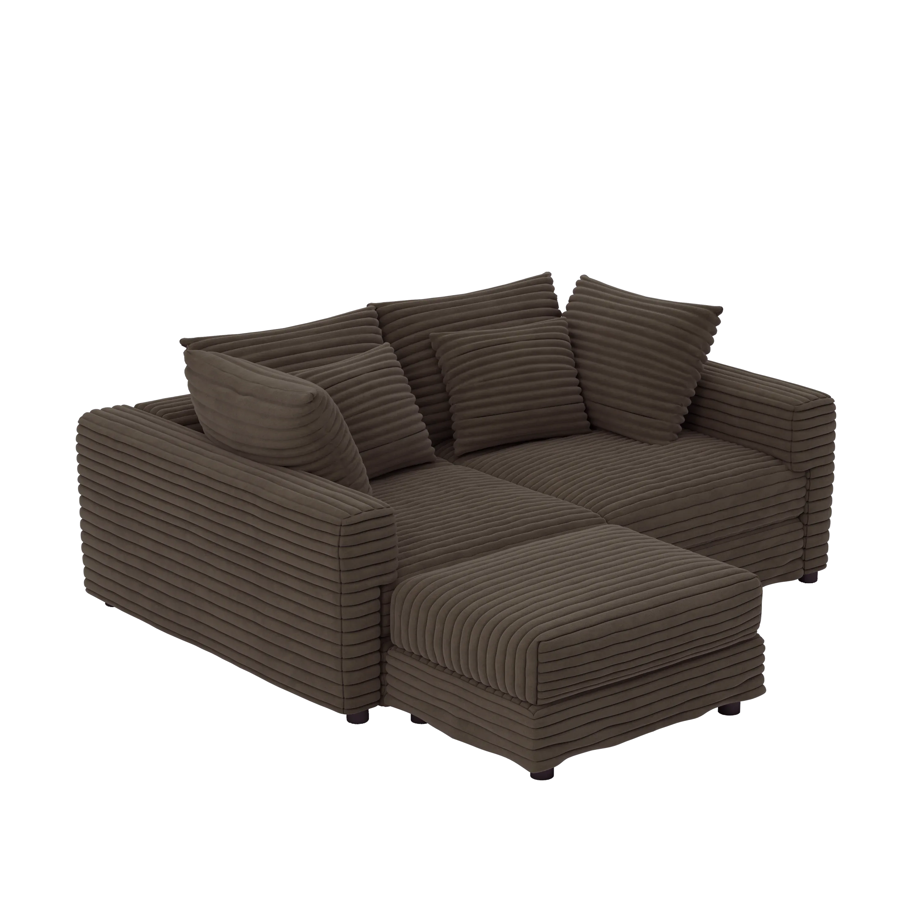 102.4 'Plush Corduroy 4-Seat Sofa,Modern Comfy Upholstered Sofa Cloud Couch,Deep Seat Couches with Soft Pillows and Movable Ottoman,Convertible Sofa Lounge Chair,for Living Room,Apartment,Office,Camel - Eloy Royal