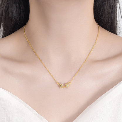 Diamond-embedded Cross-loop Necklace