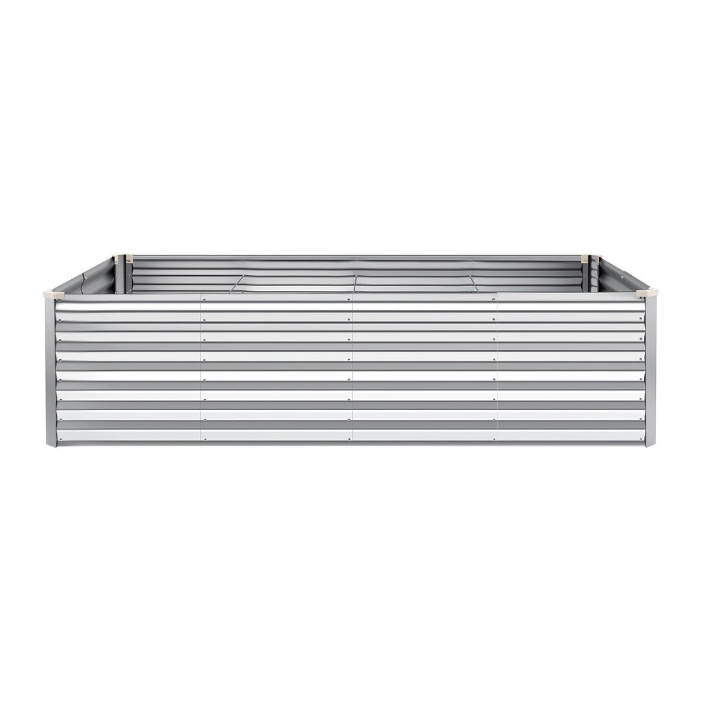 Galvanized Raised Garden Bed, 8 x 4 x 2 ft, Rectangular Metal Planter Box Kit Outdoor, Bottomless Elevated Planting Box with Gloves, Rustproof Alu-Zinc, for Growing Flowers Vegetables, Silver