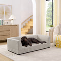 Comfortable Oversized Pet Sofa for Medium/Large Dogs - Modern Rectangular Design with Backrest, Armrests & Soft Cushion -Beige(56.5'*26'*17')