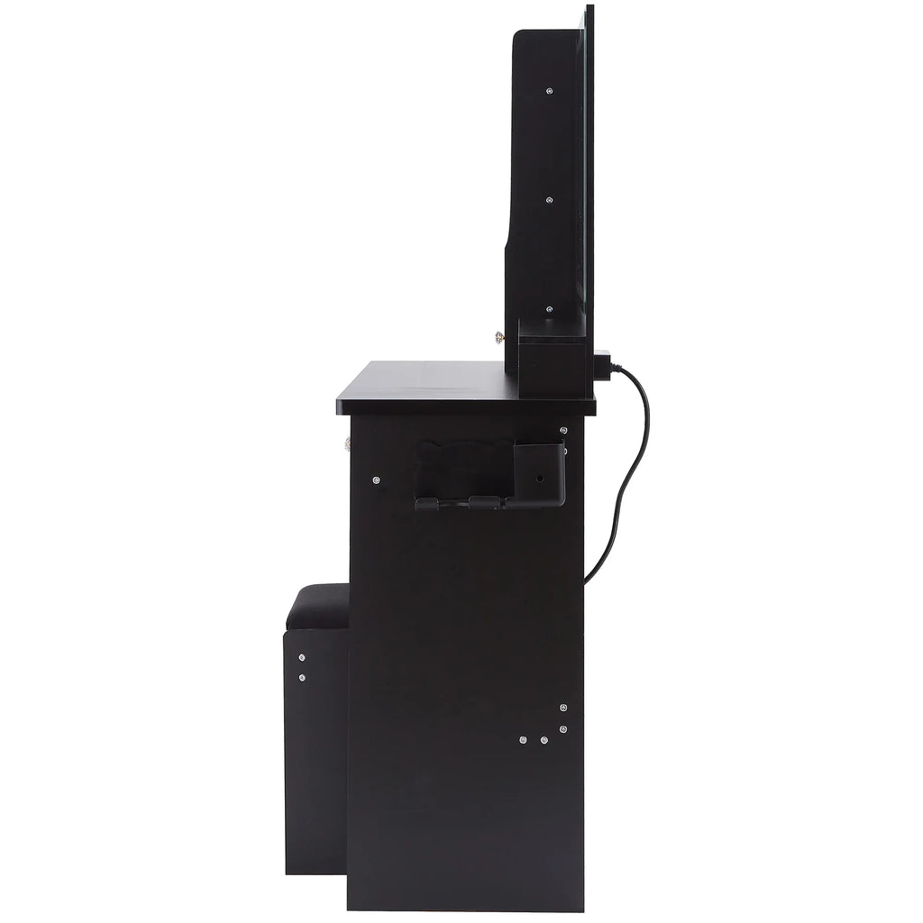 41' Large Size Left Drawer Desktop Vanity Table+Cushioned Stool Dresser Set, 2 AC+2 USB Power Station, Hair Dryer Stand, Extra Large Touch Control LED Mirror, 3-color Switch, EPA, GCC, UL Certificate - Eloy Royal