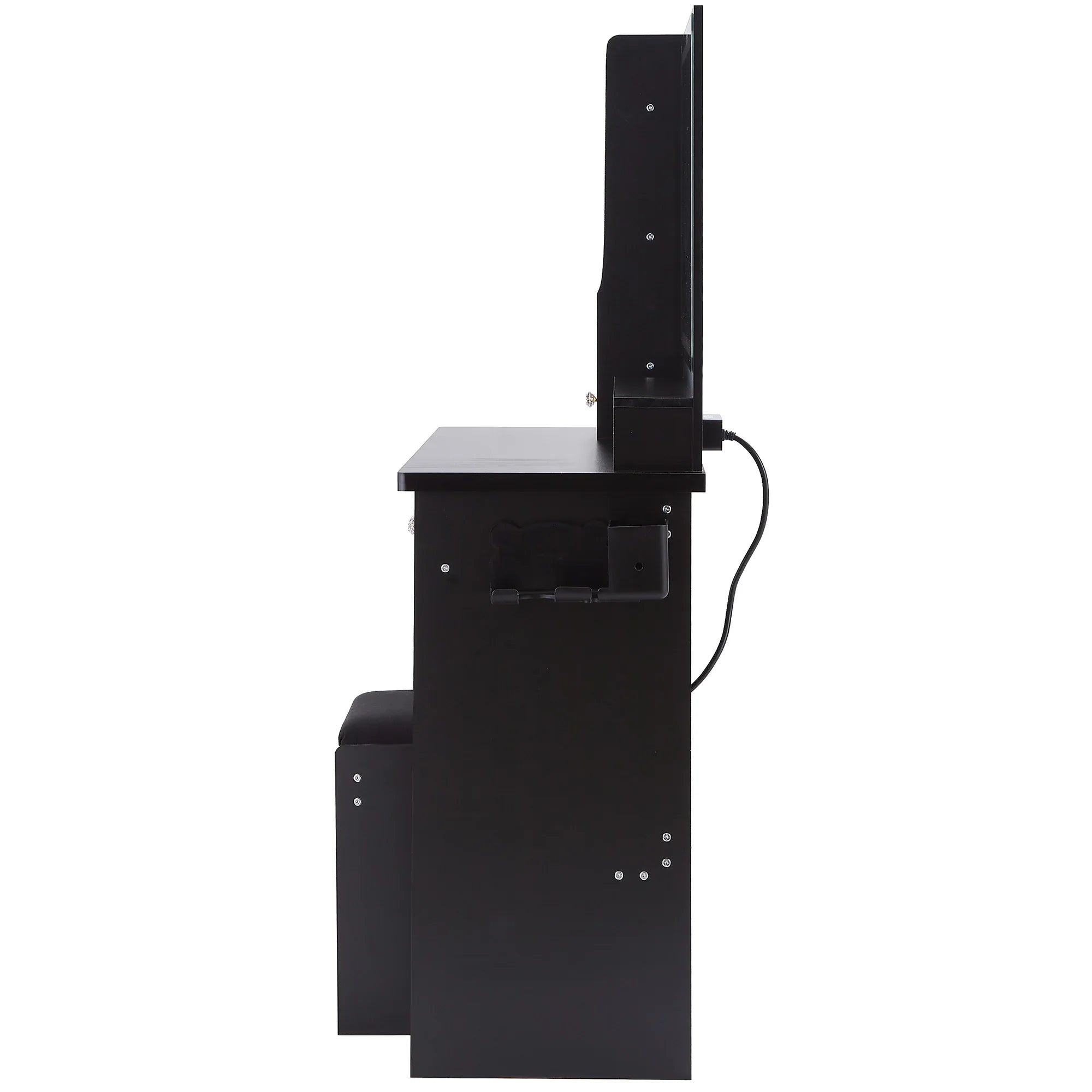 41' Large Size Left Drawer Desktop Vanity Table+Cushioned Stool Dresser Set, 2 AC+2 USB Power Station, Hair Dryer Stand, Extra Large Touch Control LED Mirror, 3-color Switch, EPA, GCC, UL Certificate - Eloy Royal