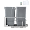 Pull-Out Trash Can, 35 QT x2 Double Under Mount Kitchen Waste Container, Heavy Duty Garbage Recycling Bin with Door Kit and Soft Close Slide, for Kitchen Cabinet, Sink, Under Counter (Grey)