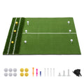 5'x4' Golf Hitting Mat with Guide Line, Indoor Outdoor Golf Practice Mat with 9 Tee Positions, Heavy Duty Swing Turf for Backyard Garage Training – Includes Balls, Tees & Strap